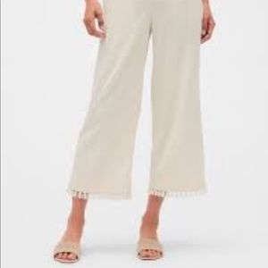 WORN ONCE tassel hem wide leg crop linen pants